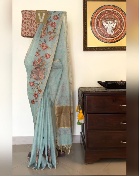 Jute Kota tissue saree -VKJT-2893