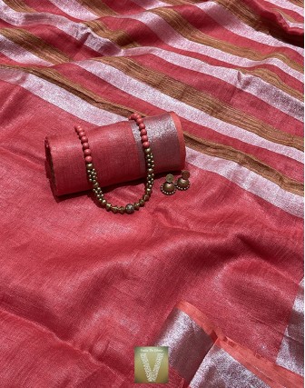 Sale Linen by cotton sarees-VLNS-86