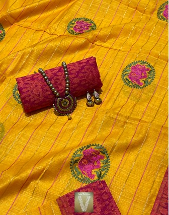 Sale Tussar by cotton sarees-VTBC-66