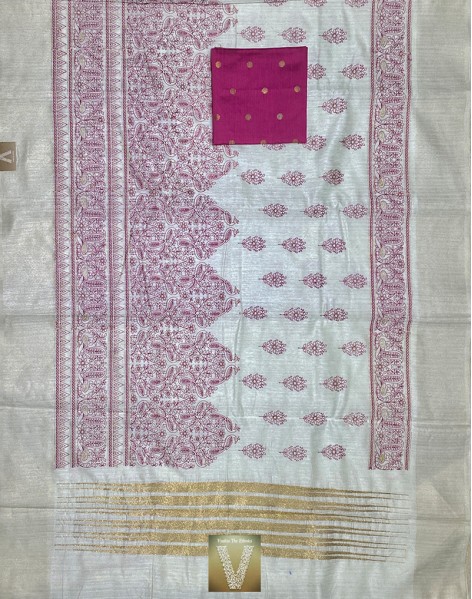 Off-white jute silk saree-VJSS-1508