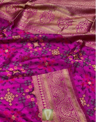Violetish pink jute silk saree -VJSS-1598